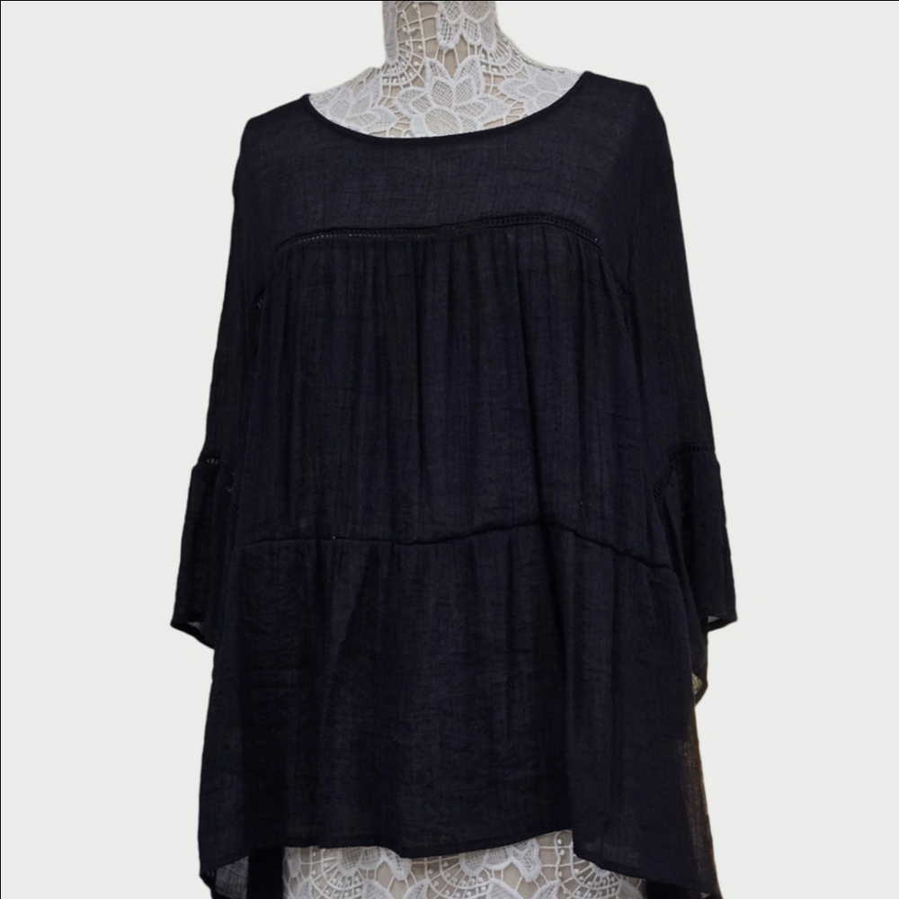 Bobeau Black Slightly Sheet Baby Doll Top Sz 3x